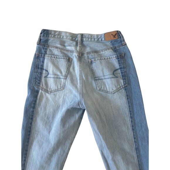 AMERICAN EAGLE Two Tone Denim Vintage Hi Rise Jeans Size US 6 - Picture 3 of 8